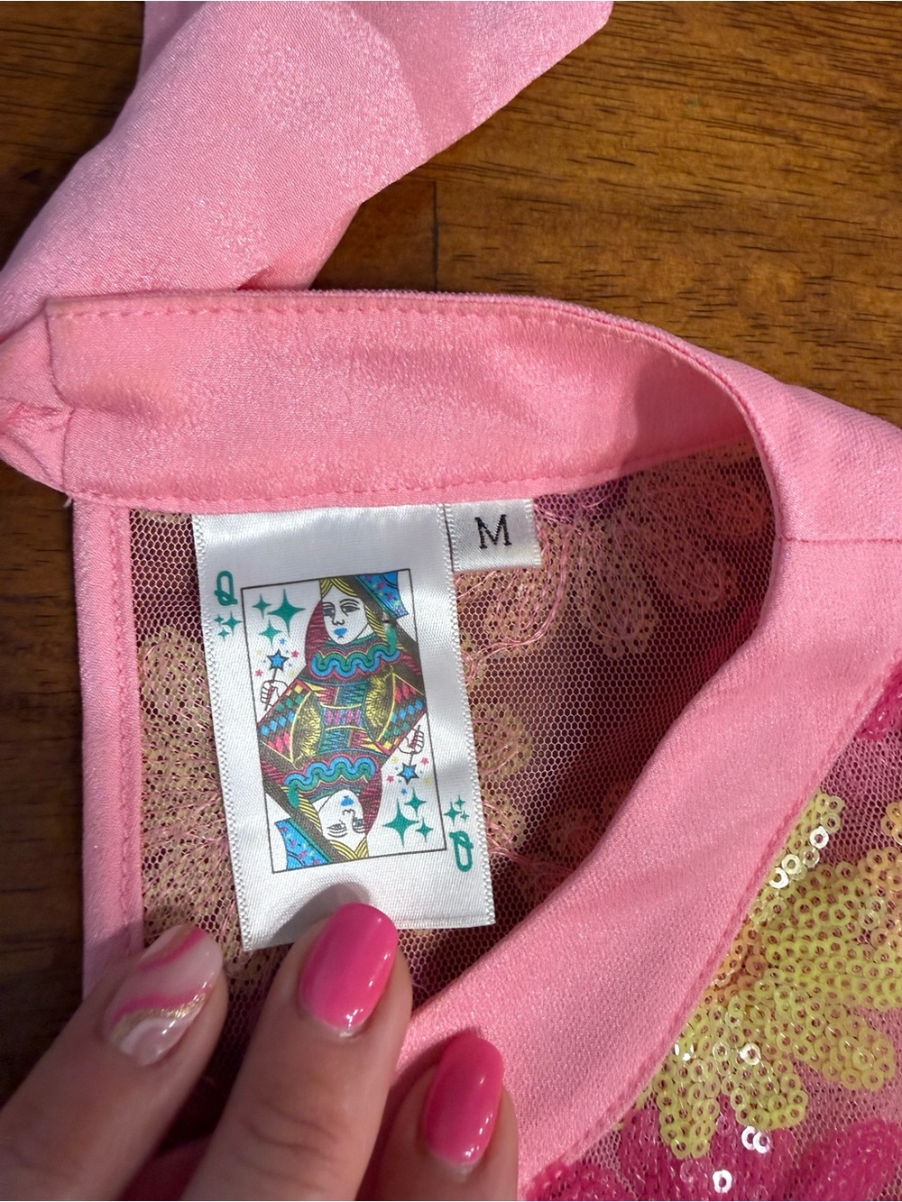 Queen of Sparkles Colorblock Daisy Sequin Dress Puff Sleeve Drop Waist Mini Med - Picture 3 of 10